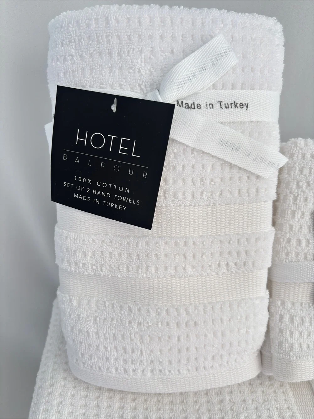 NWT 8Pc Hotel Balfour Turkish White Waffle Bath Towel Set Made in Turkey Spa